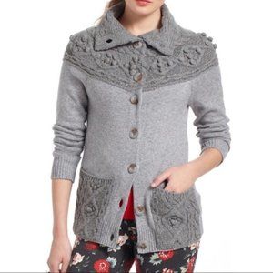 Anthropologie Sleeping on Snow Cablepom Cardigan